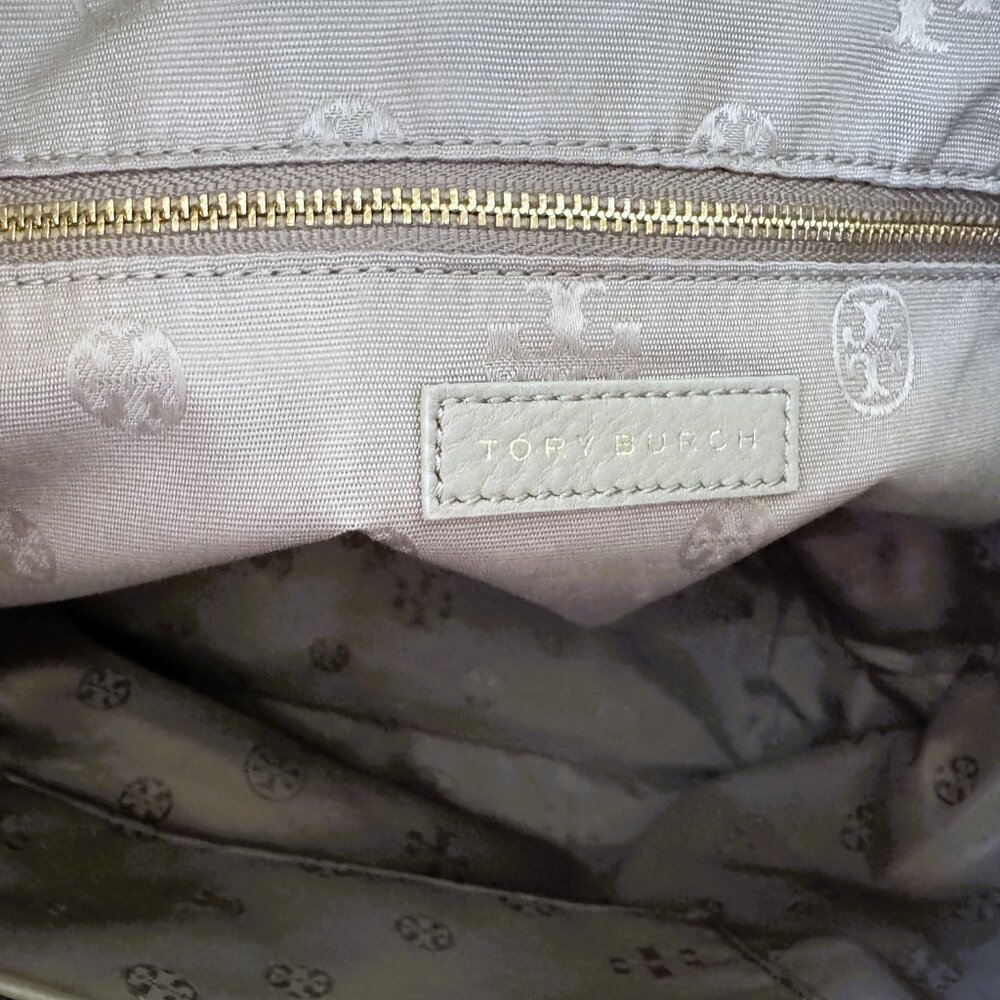 Tory Burch BRYANT Quilted Back Pack Gray Lightly Pebbled Leather Great Cond - Picture 13 of 13